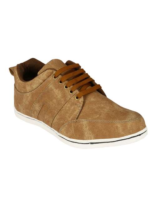 Buy online Tan Denim Lace Up Shoes from 