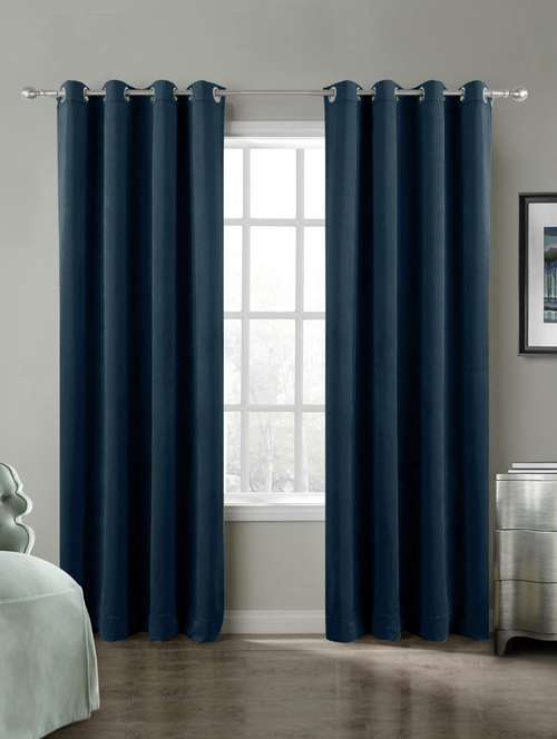 Buy Online R Home Solid Cotton Velvet Single Door Curtain From