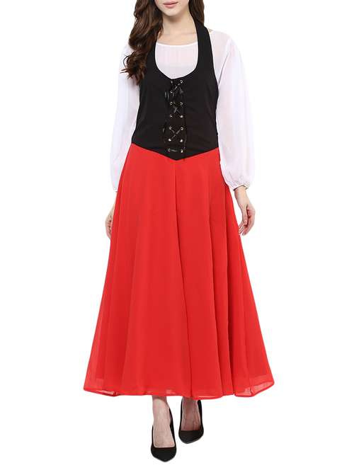 Buy online Red Crepe Maxi Dress from 