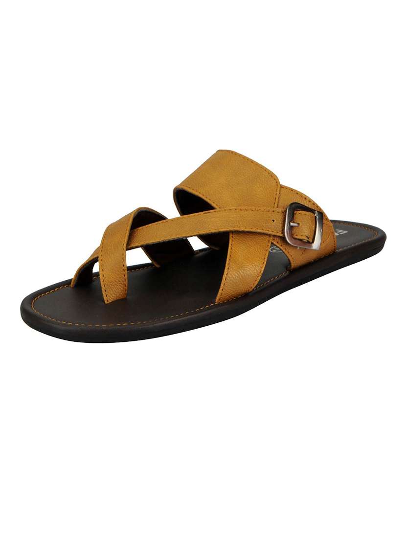 Tan Leatherette Slip On Slipper