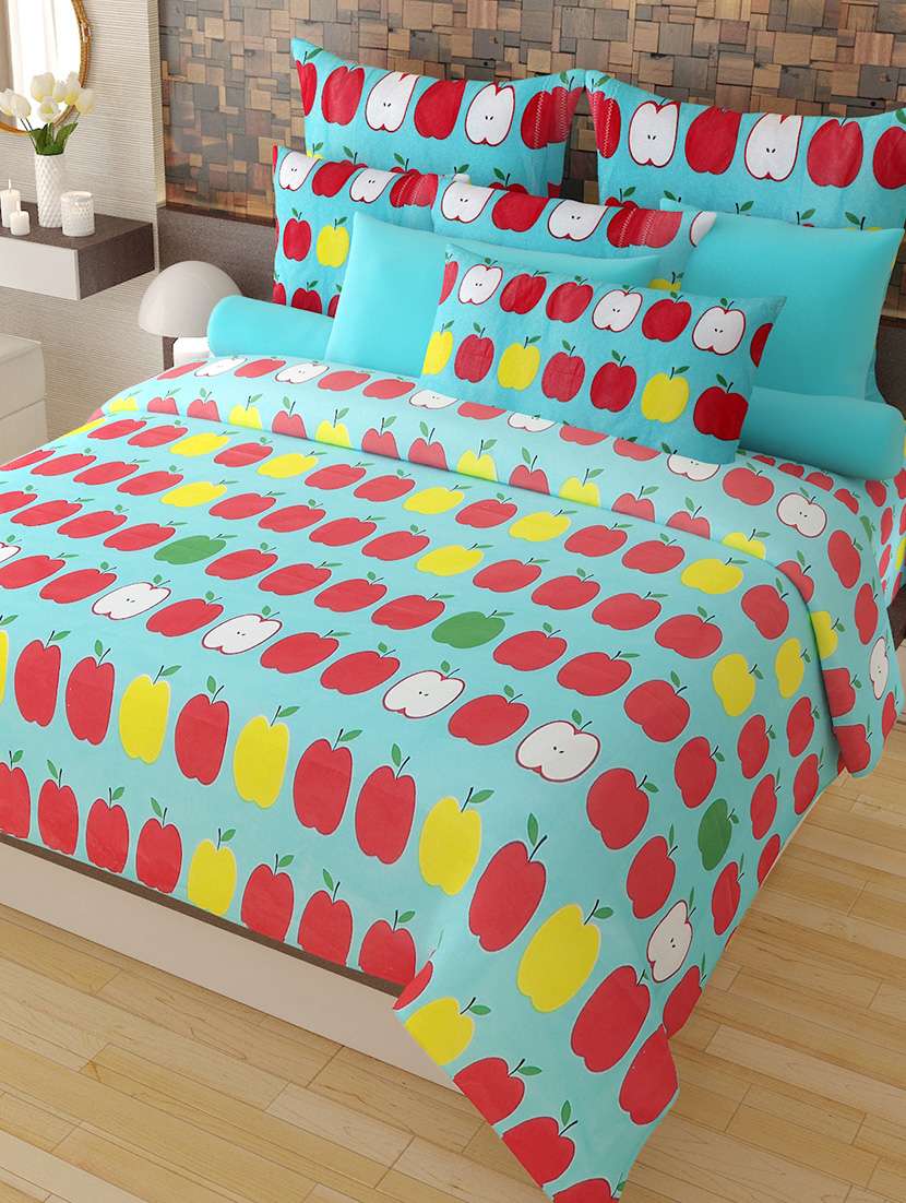 Buy Online Apple Bloom Double Bed Sheet With 2 Pillow Covers From