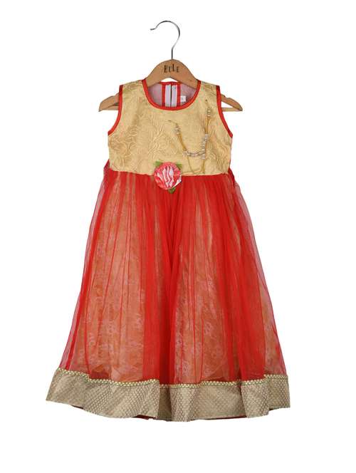 red net frock design