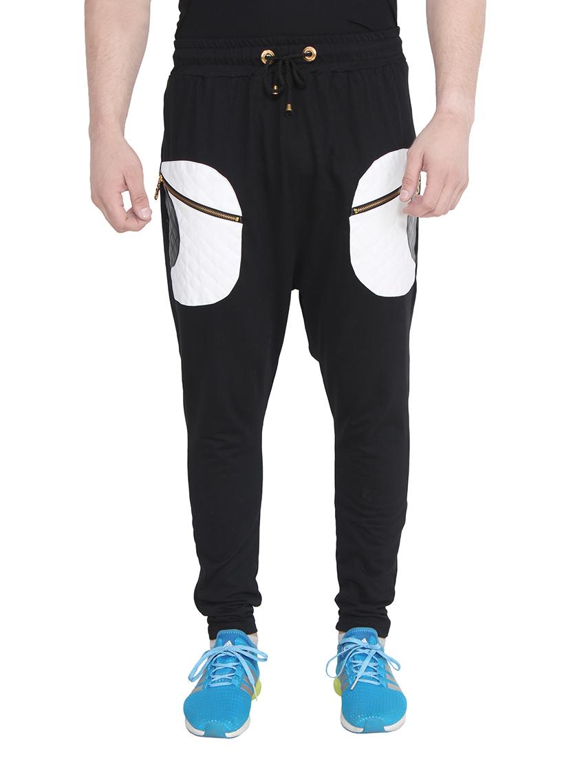 black cotton full length track pant