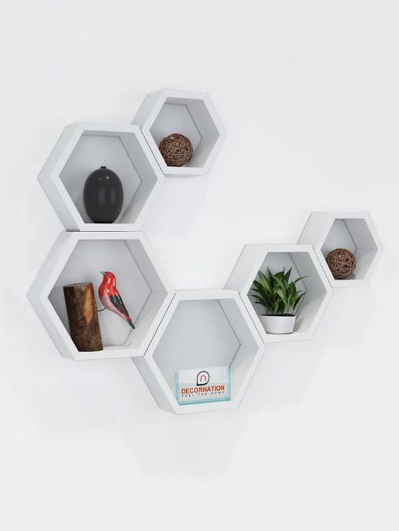 Royals Woods Home Decor Hexagon Shape Storage Wall Shelves Set Royals Woods Home Decor Hexagon Shape Storage Wall Shelves Set White 14774341 Zoom Image