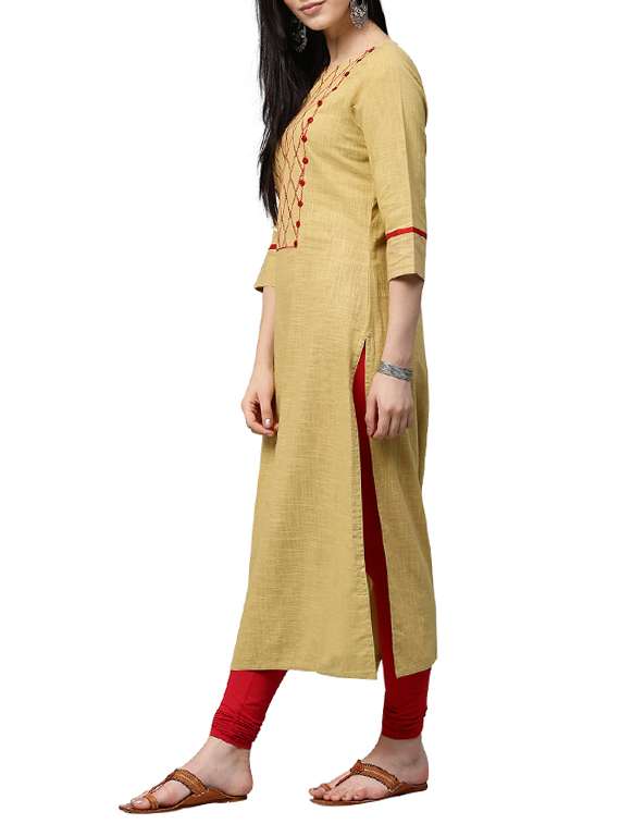 Dhansiri Supima Cotton Beige Kurta Set