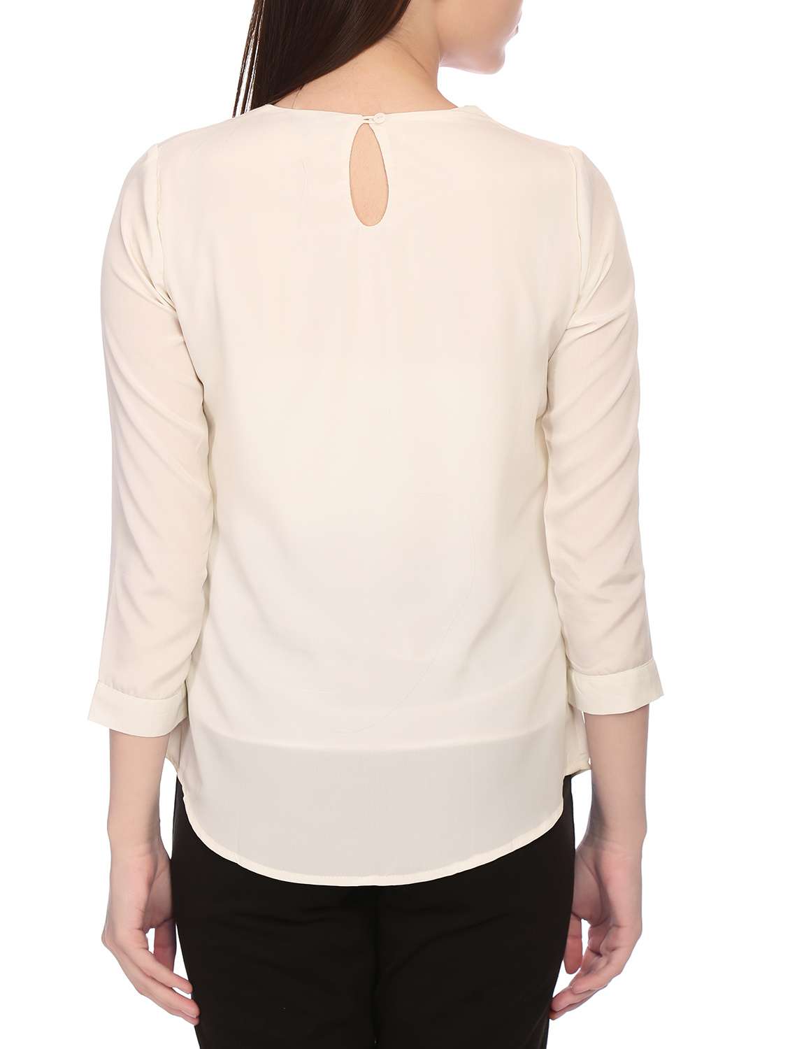Buy online Cream Solid Top from western wear for Women by Veronique for