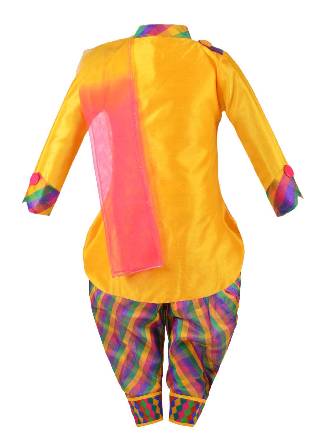 Yellow Printed Silk Blend Suit Set