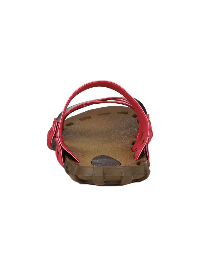 Brown Leatherette Slip On Slipper