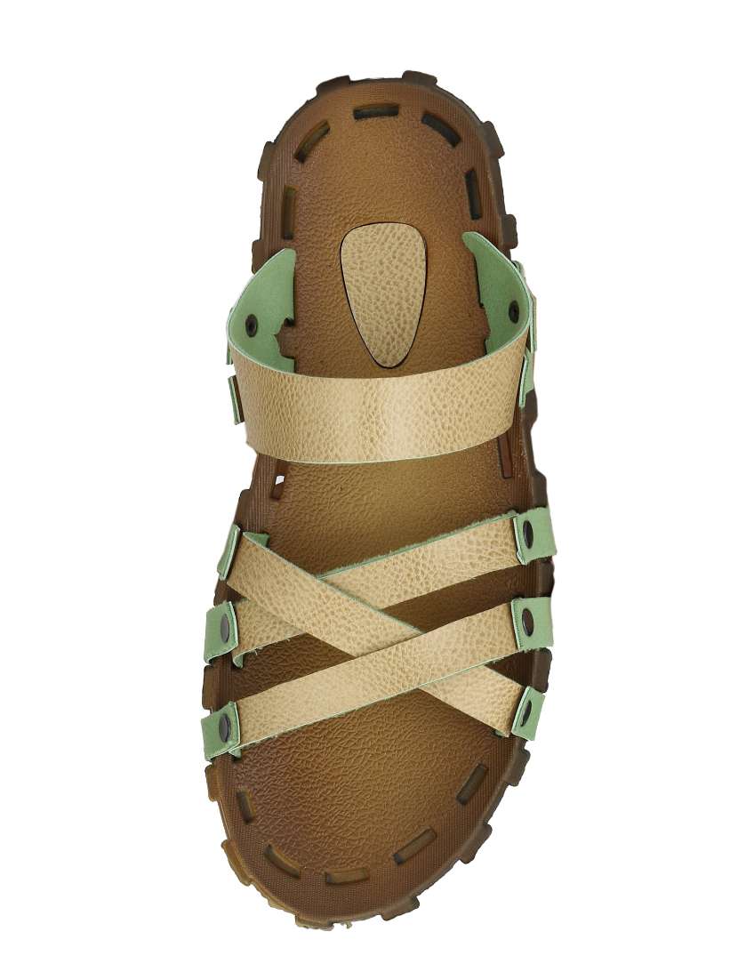 Brown Leatherette Slip On Slipper