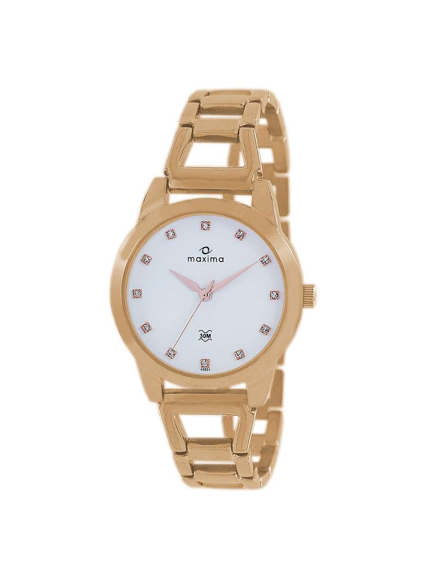 Maxima White Dial Analog Watch For Women   43031bmlr