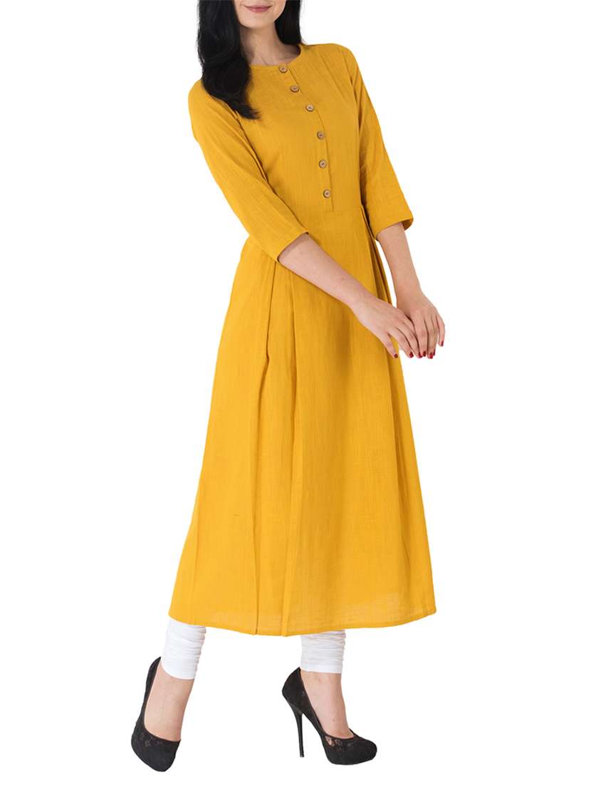 Buy online Yellow Aline Kurta from Kurta Kurtis for Women by God Bless