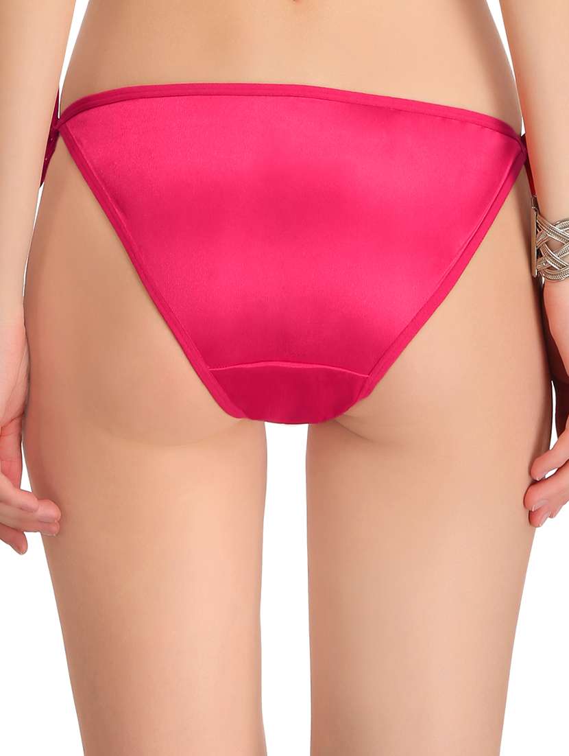 Buy online Solid Pink Satin Bikini Panty from lingerie for Women by