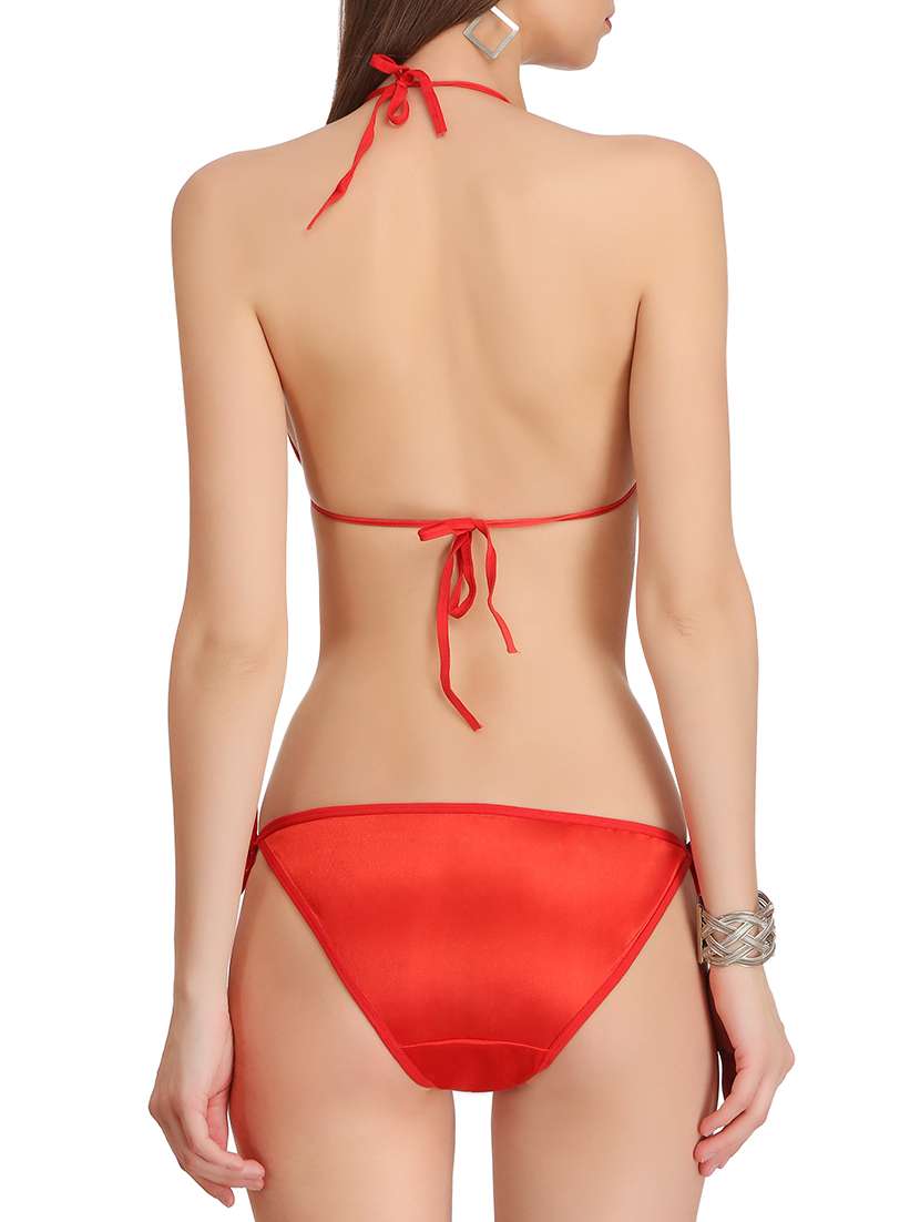 Buy online Red Satin Bikini Set from swimwear for Women by Fashion