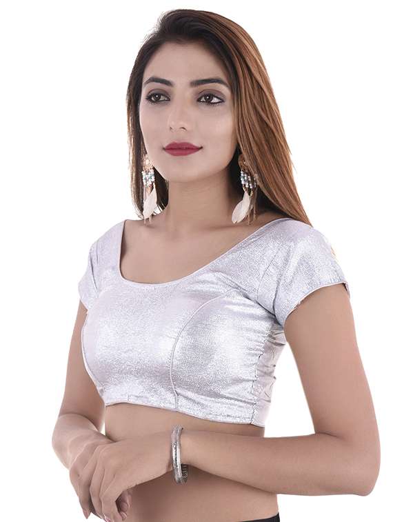 black and silver brocade blouse