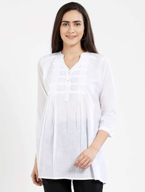 Buy global desi white tunics in India 