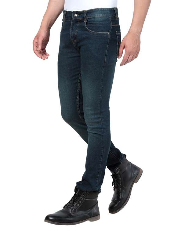 Buy online Green Denim Washed Jeans from Clothing for Men by Druthers