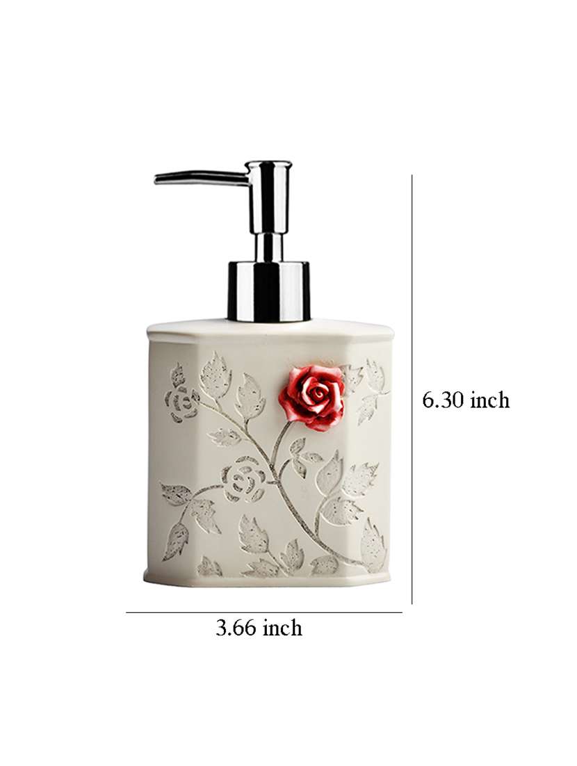 Liquid Soap Dispenser, White Polyresin Soap Dispenser For Kitchen, Bathroom Or Common Basin