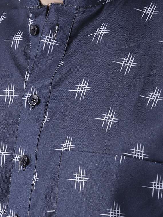 Blue Cotton Short Kurta