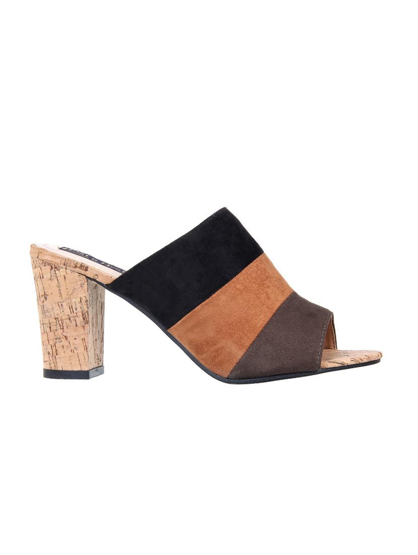 black suede mule sandals