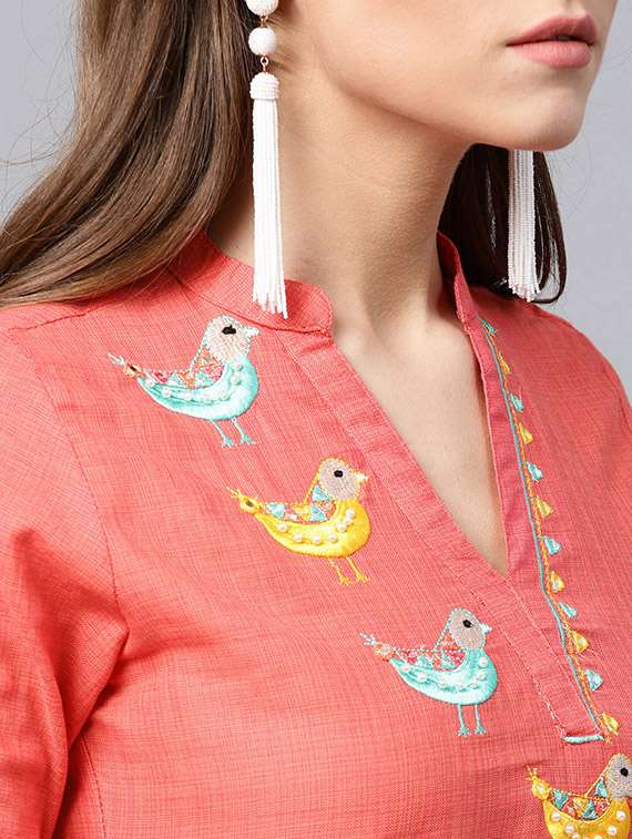 Buy online Embroidered Patch Work Kurta from Kurta Kurtis for Women by