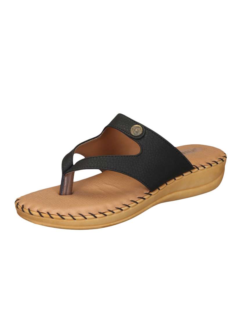 Buy online Black Toe Separator Sandals from flats for Women by 1 Walk