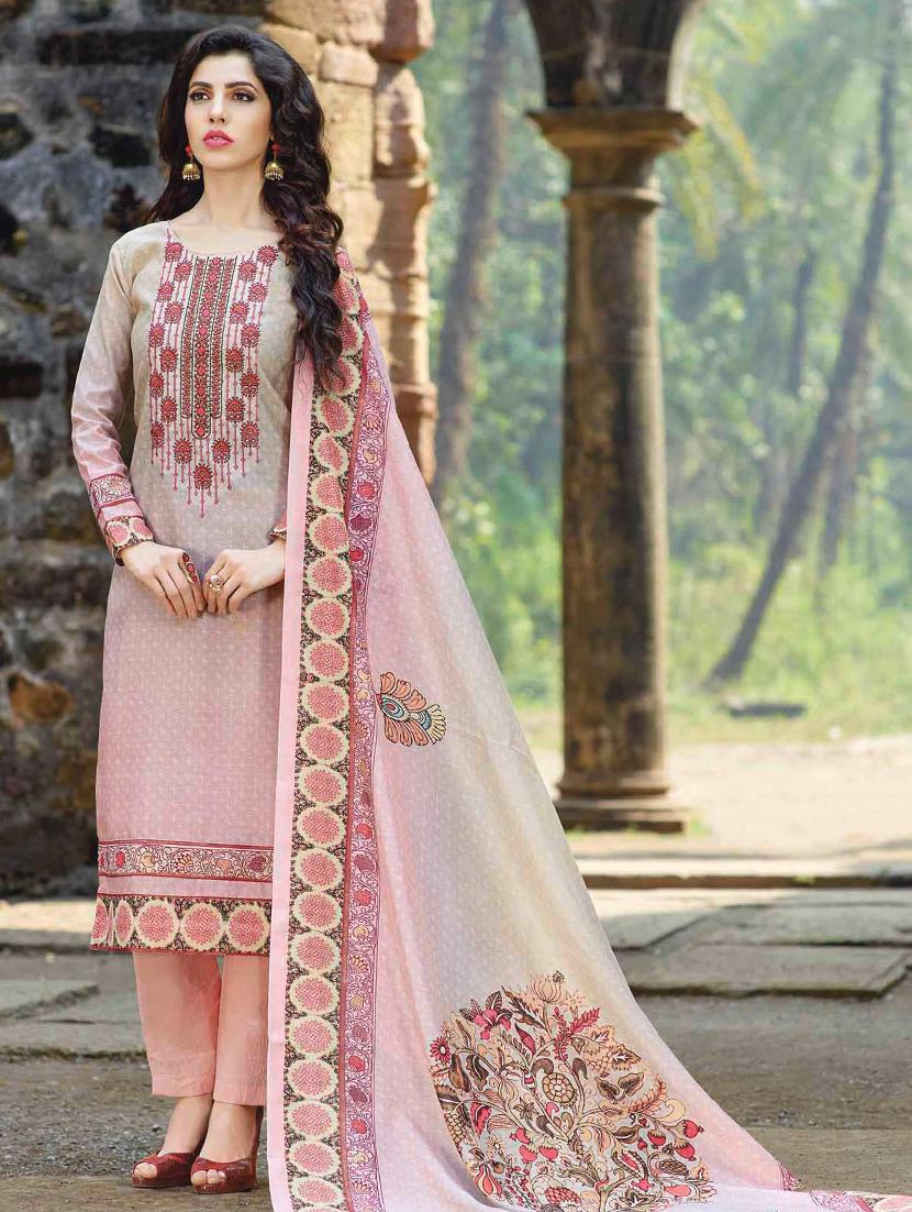 peach cotton salwar suit semistitched