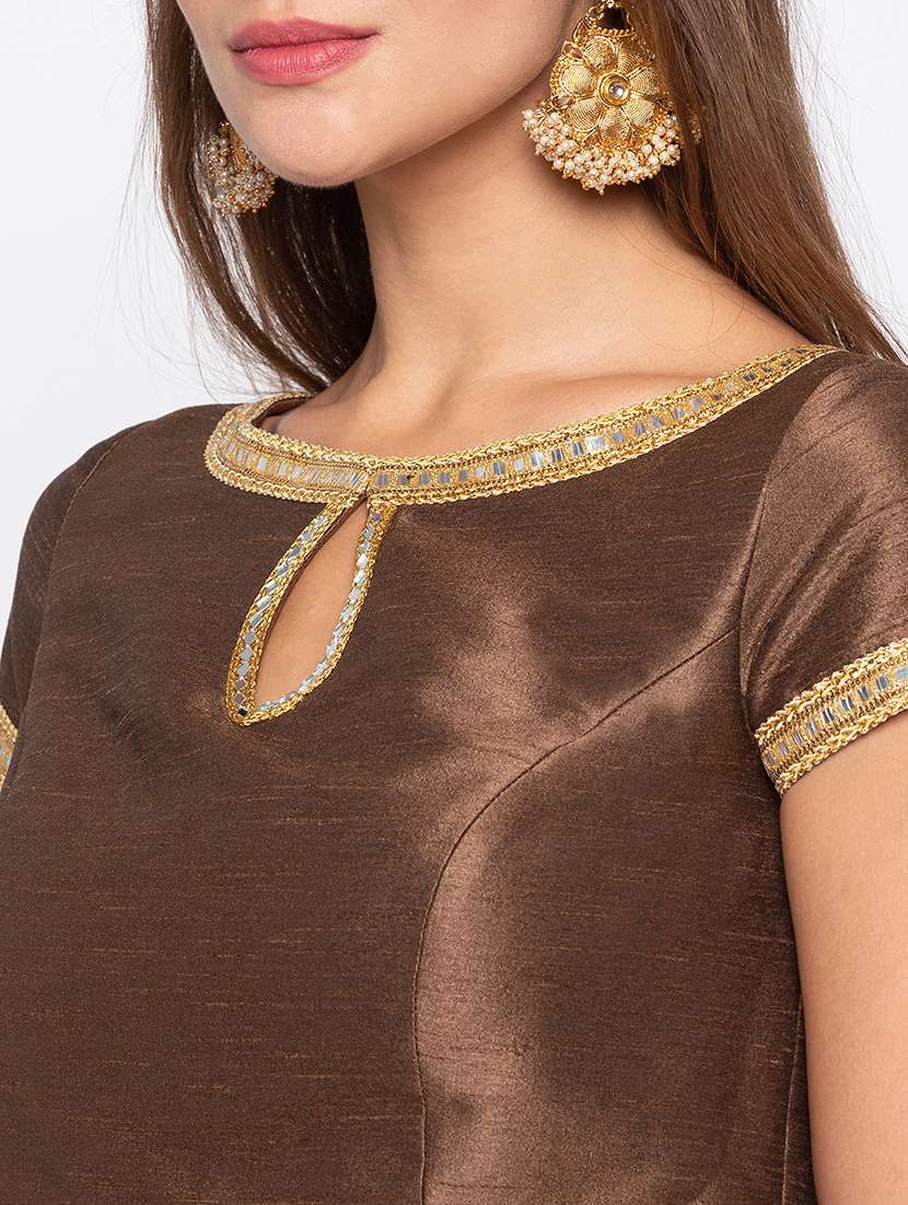 Metallic Solid With String Blouse