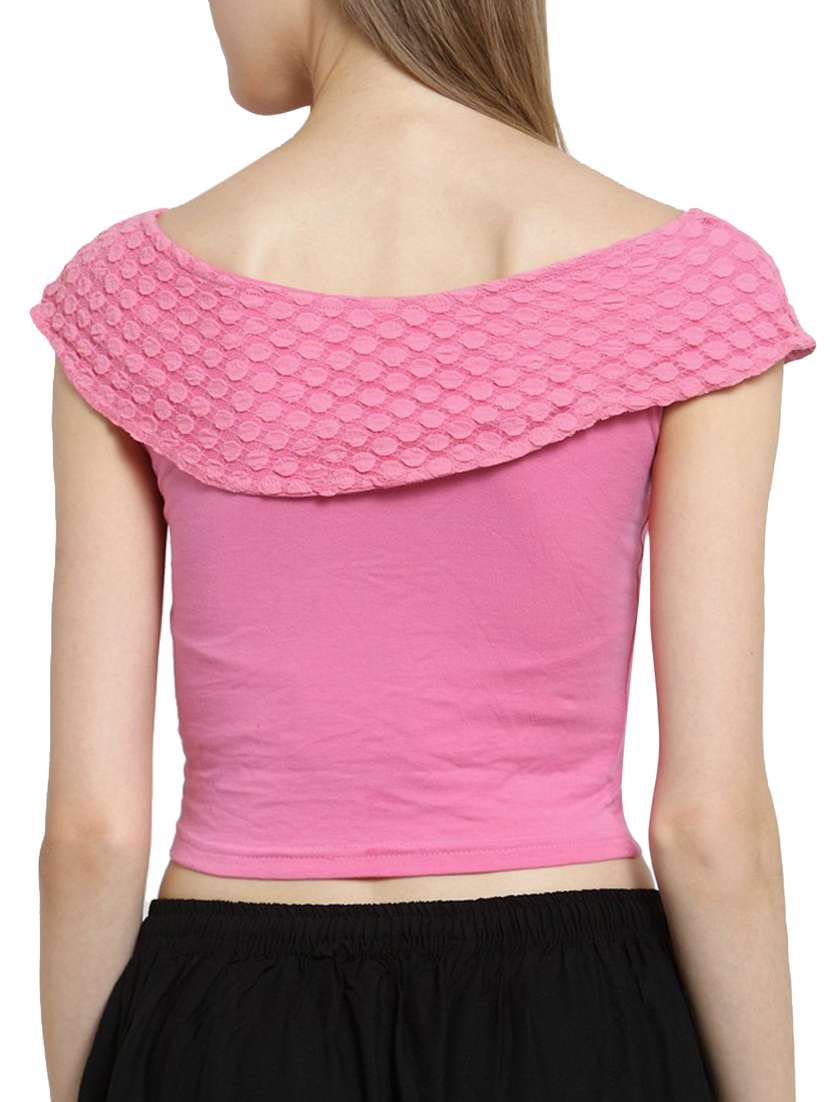 Women's Crop Boat Neck Top