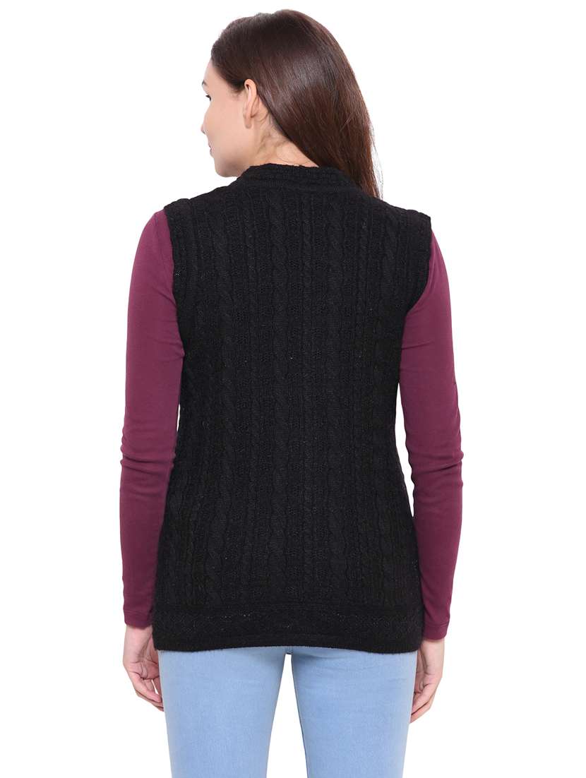 Buy online Cable Knit Sleeveless Cardigan from Cardigans & Pullovers
