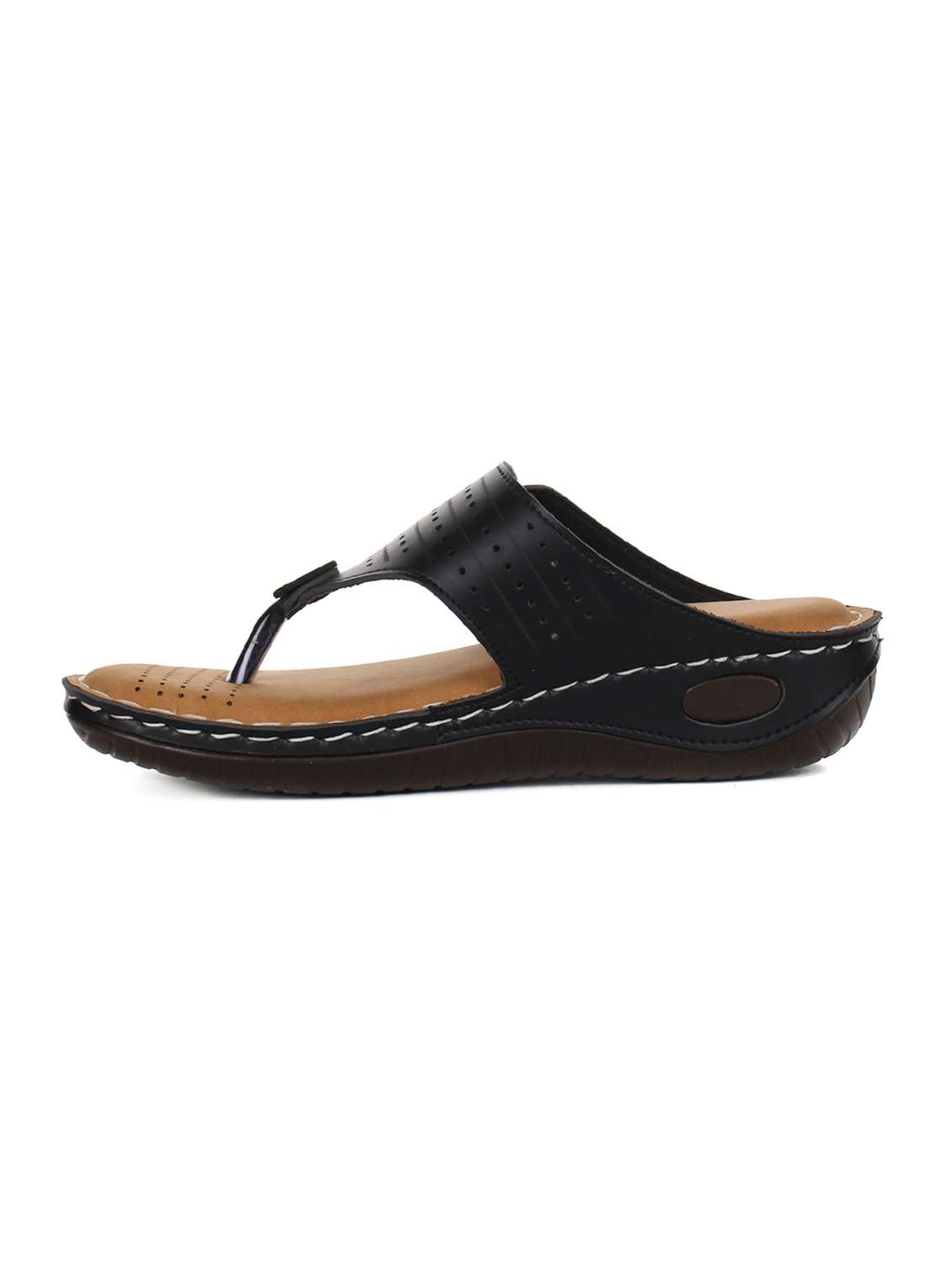 Buy online Black Toe Separator Sandals from flats for Women by Aadvit