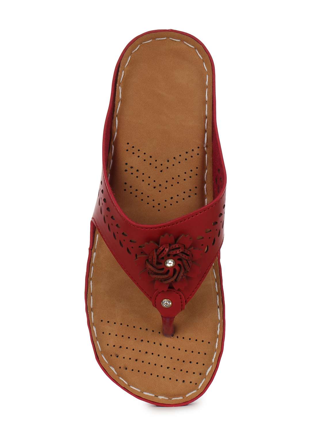 Buy online Red Toe Separator Sandals from flats for Women by Aadvit for
