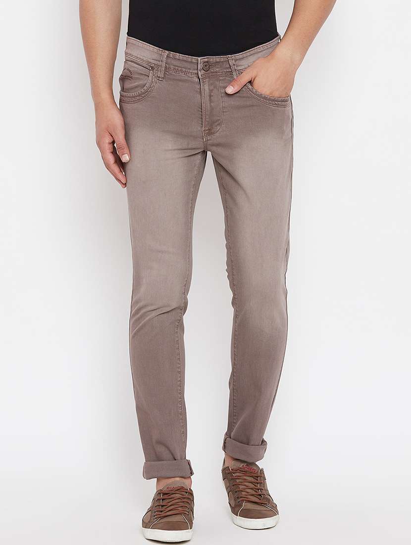 Brown Denim Washed Jeans