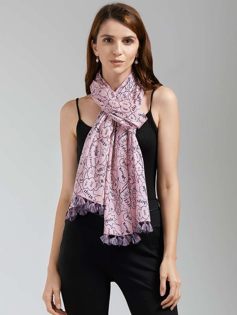 Tassel Detail Printed Stole