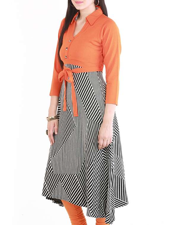 Buy online Orange Wool Woolen Kurta from winter wear for Women by Rebecca for â¹1699 at 50% off 