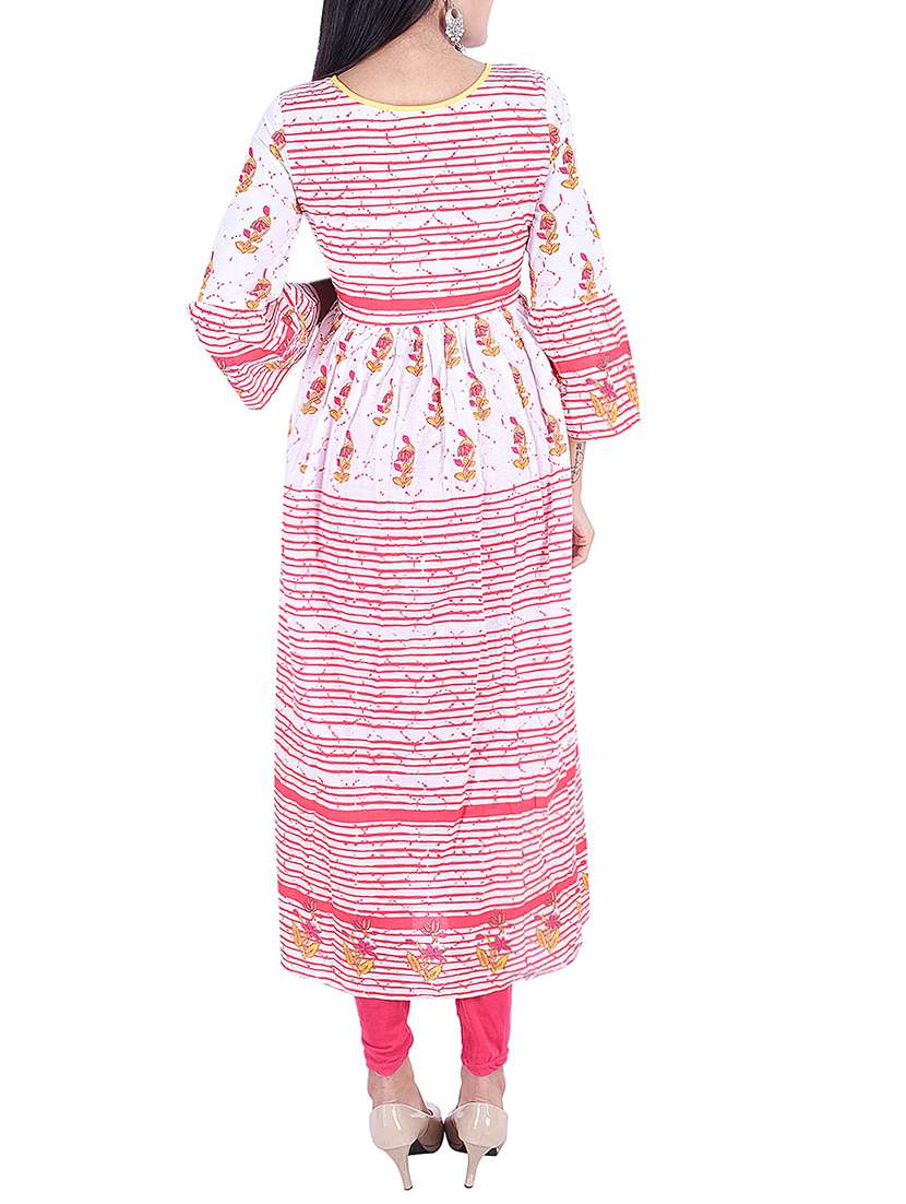 Buy online Bell Sleeves Flared Kurta from Kurta Kurtis for Women by