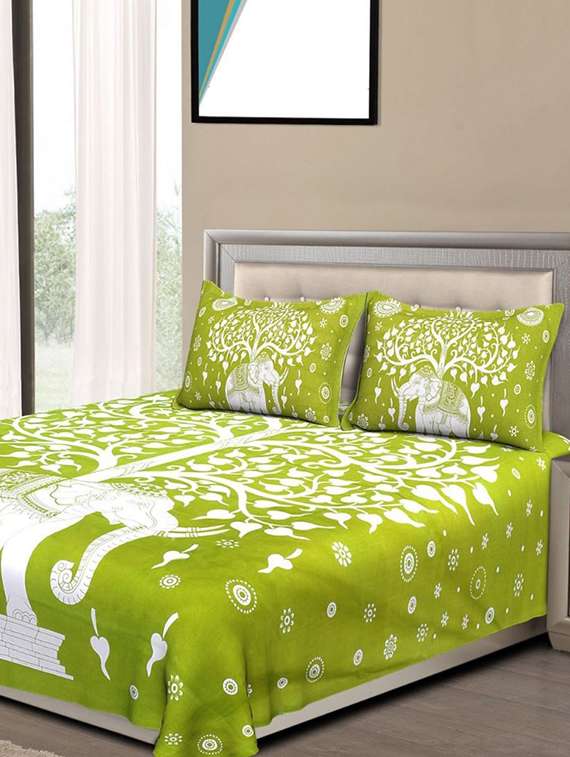 Buy online Cotton Double Bedsheet With 2 Pillow Covers from Bed for