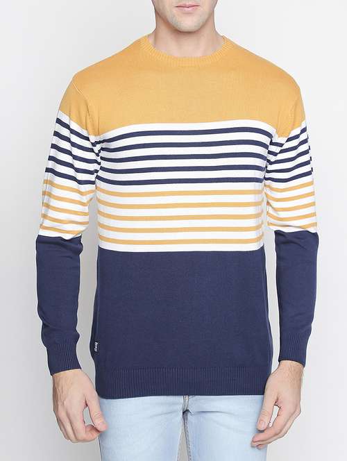 Buy online Blue Cotton Pullover from 