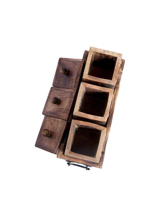 Buy online Tea Coffee Sugar Storage Box Mango Wood from Kitchen Storage