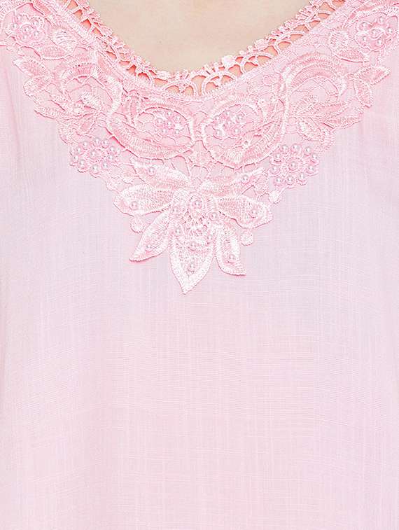 Curved Hem Lace Detail Tunic