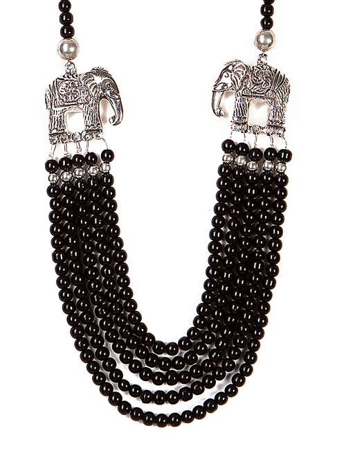 Buy online Black Metal Long Necklace 