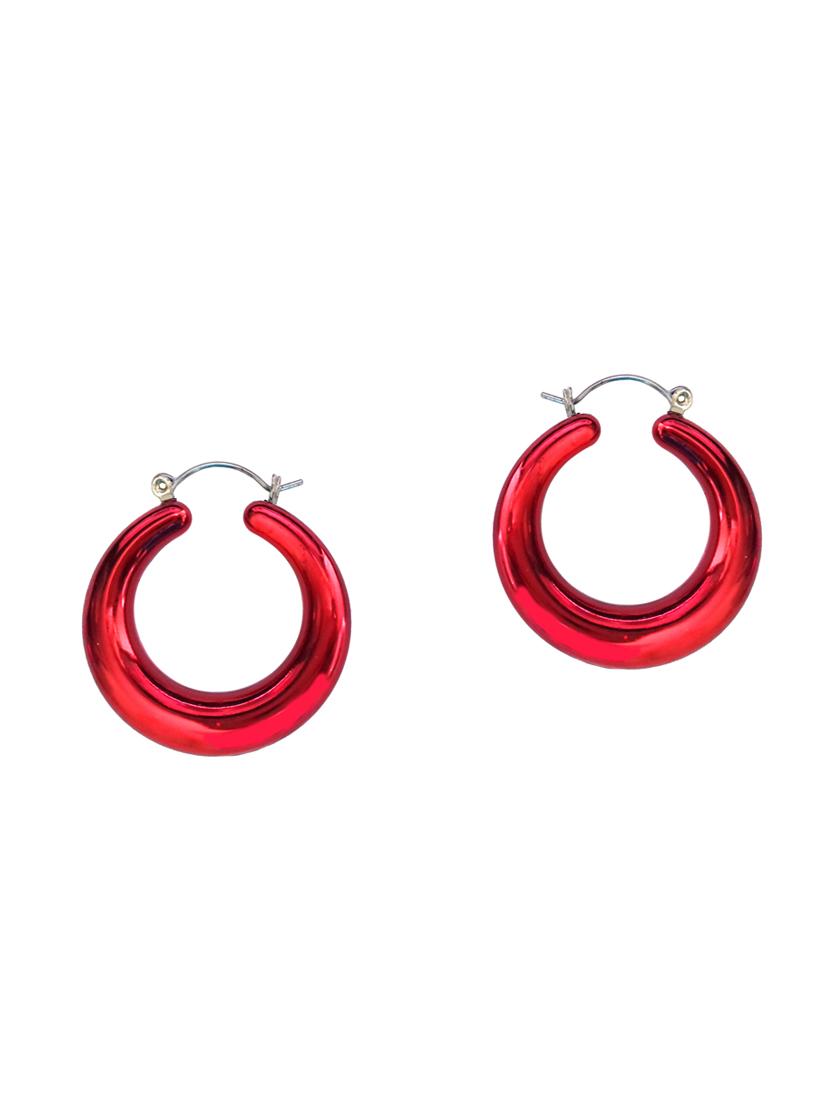 Red Plastic Hoop Earring
