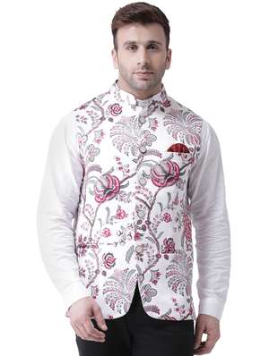 flower printed nehru jacket