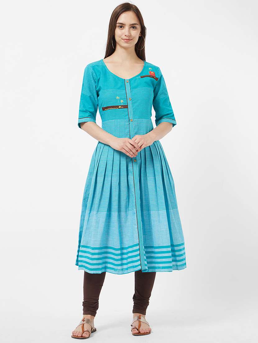 Buy online Striped Flared Kurta from Kurta Kurtis for Women by Payal