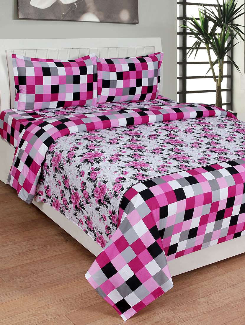 Buy online Pure Cotton King Size Combo Bedsheet With 2 Pillow Covers