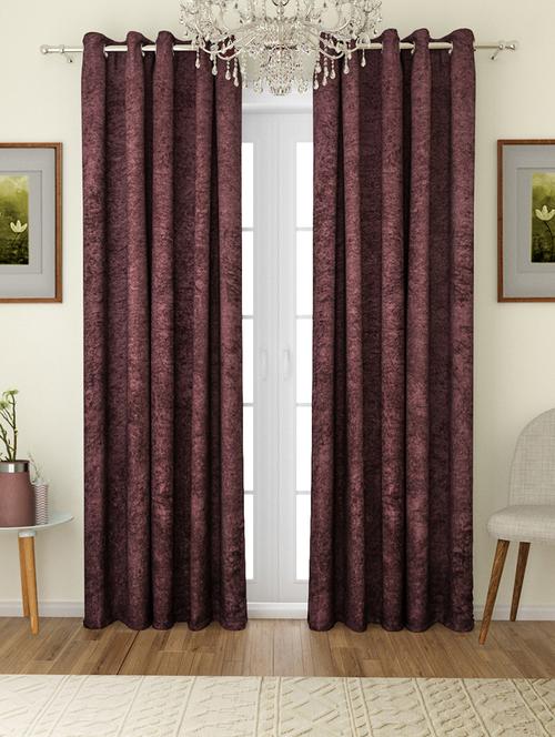 solid eyelet velvet blackout curtains for door 7 feet, set of 2 - brown - 16140163 -  Standard Image - 0