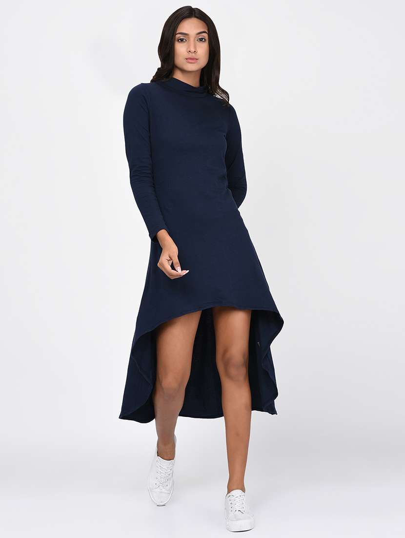 Women's High Low Solid Dress