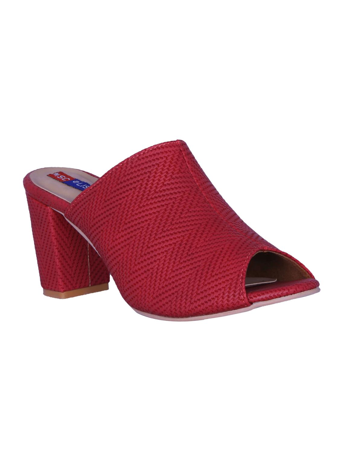 red slip on sandals