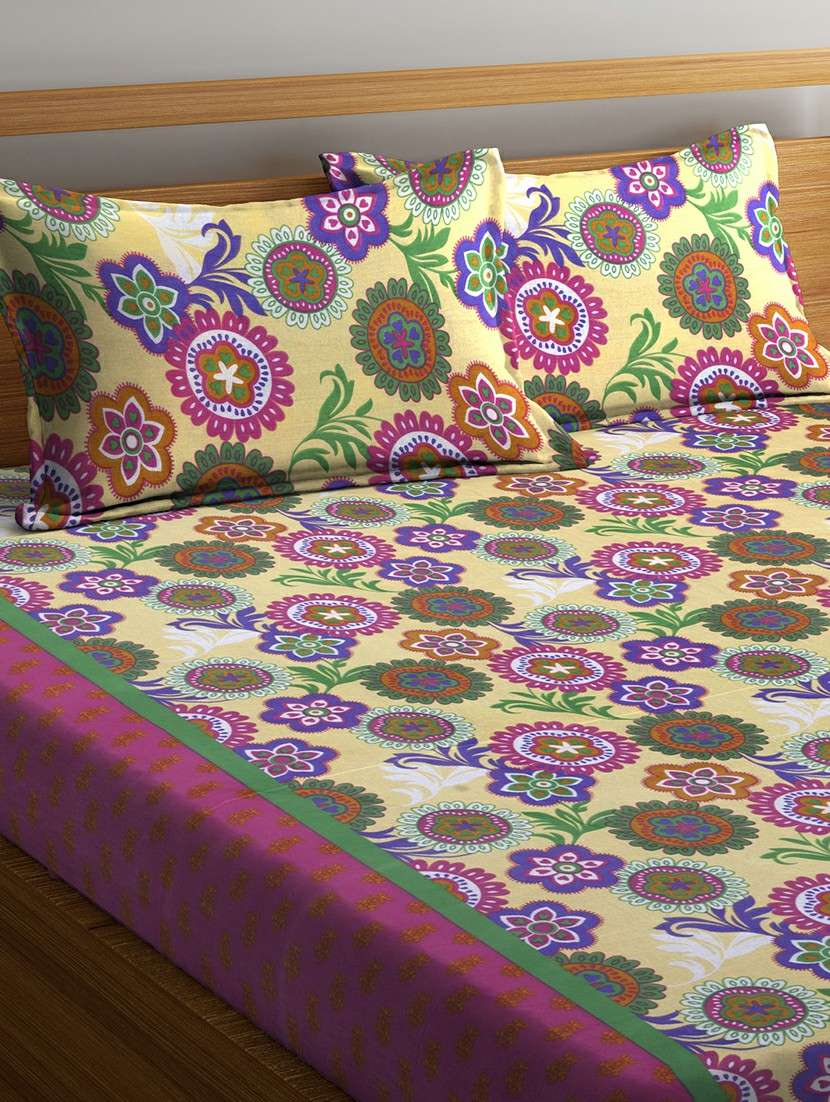 Buy online 104 Tc Cotton Double Bed Sheet With Pillow Covers from Bed