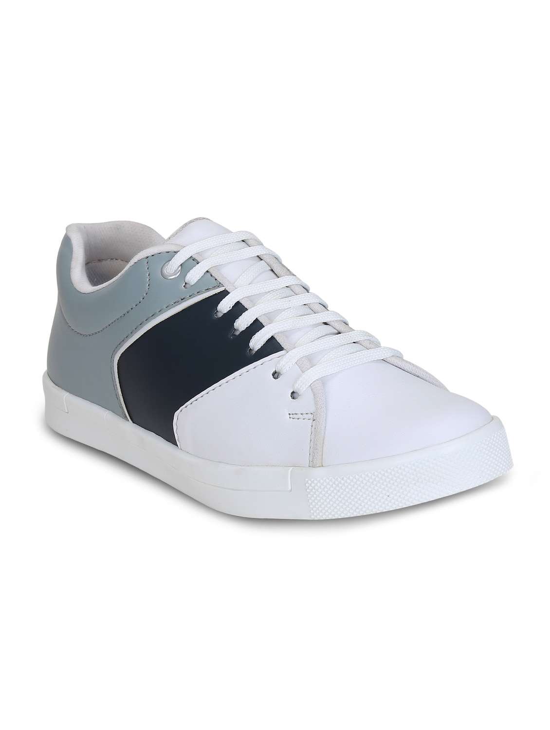 grey leatherette lace up sneaker