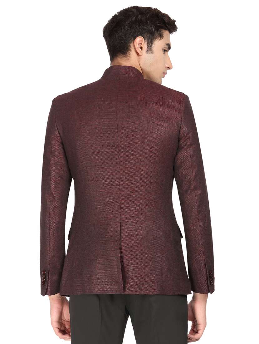 Buy online Red Solid Bandhgala Blazer from Blazers for Men by Suitltd